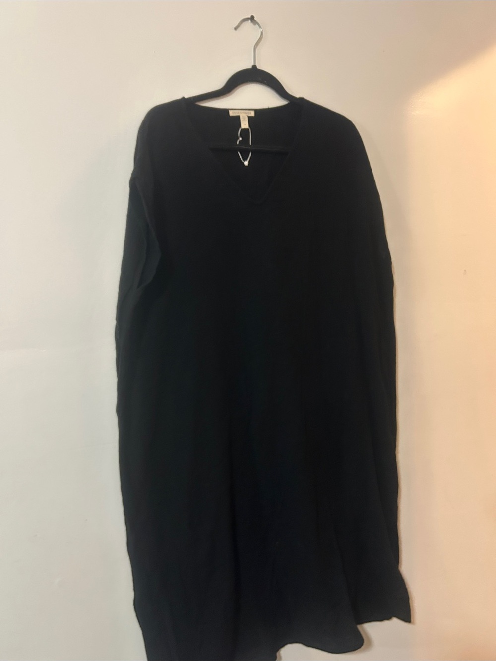Eileen Fisher Black V-Neck Long Dress
